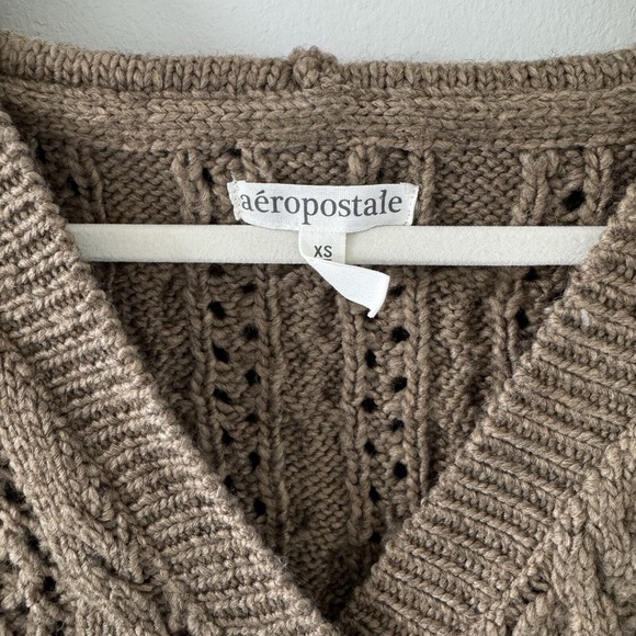 Aeropostale Brown Cable Knit Cardigan - Picture 4 of 9